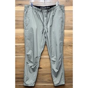 Hurley Jogger Pants Men's 2XL Olive Green Nylon Stretch Tapered‎ Leg Drawstring